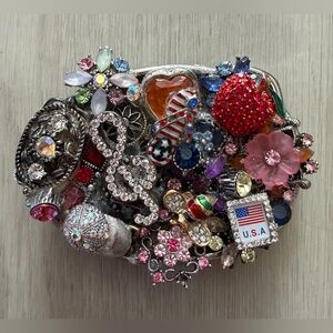 Vintage Upcycled Junk-Art Charms Belt Buckle Made In USA
